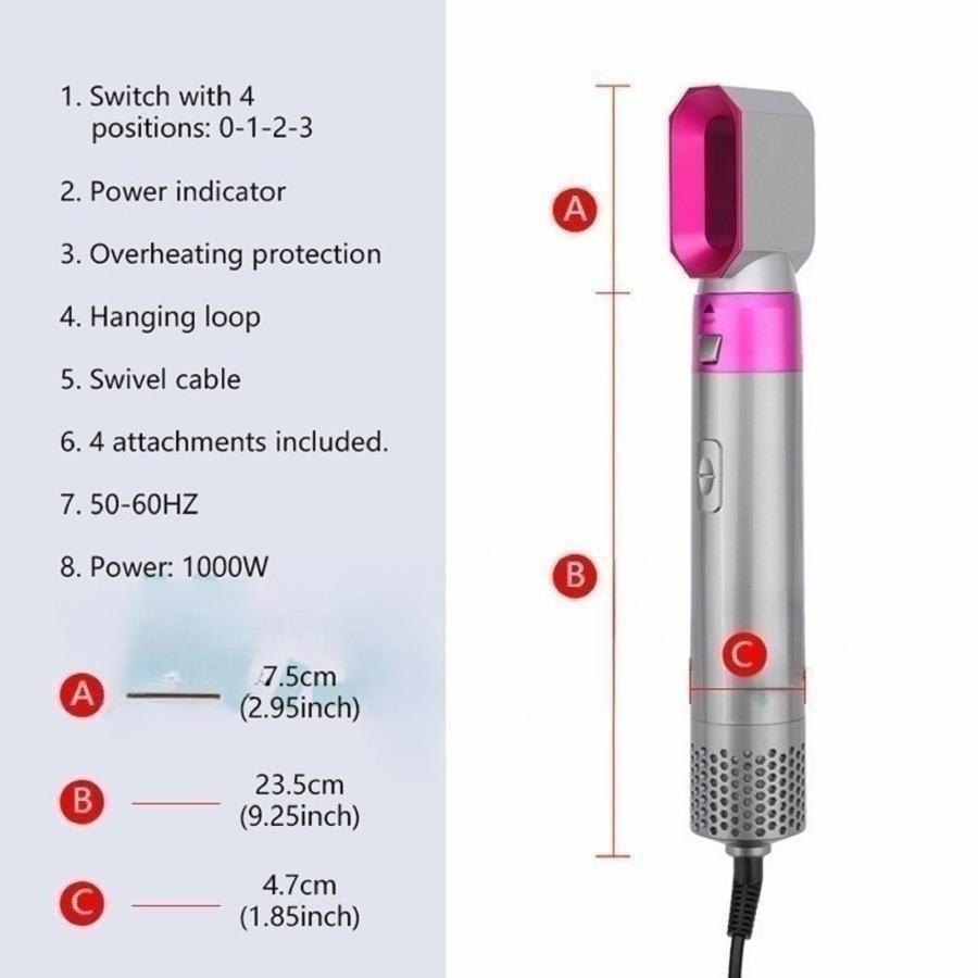 2023 多機能 ホットエアーブラシ 5 IN 1カールアイロン 電熱 ヘアドライヤー カール 3段階温度調節 美髪ドライヤー 自動巻き直両用コーム ヘアアイロン｜fullmoonmoon｜06