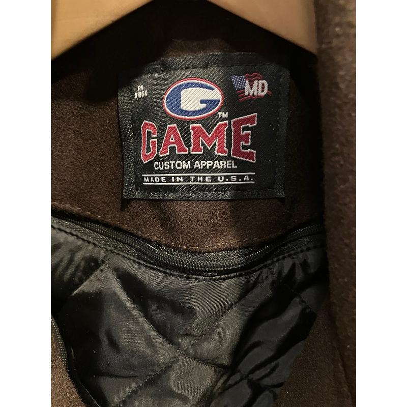 GAME Varsity Wool Leather Jacket スタジアムジャンパー BROWN×CREAMの画像