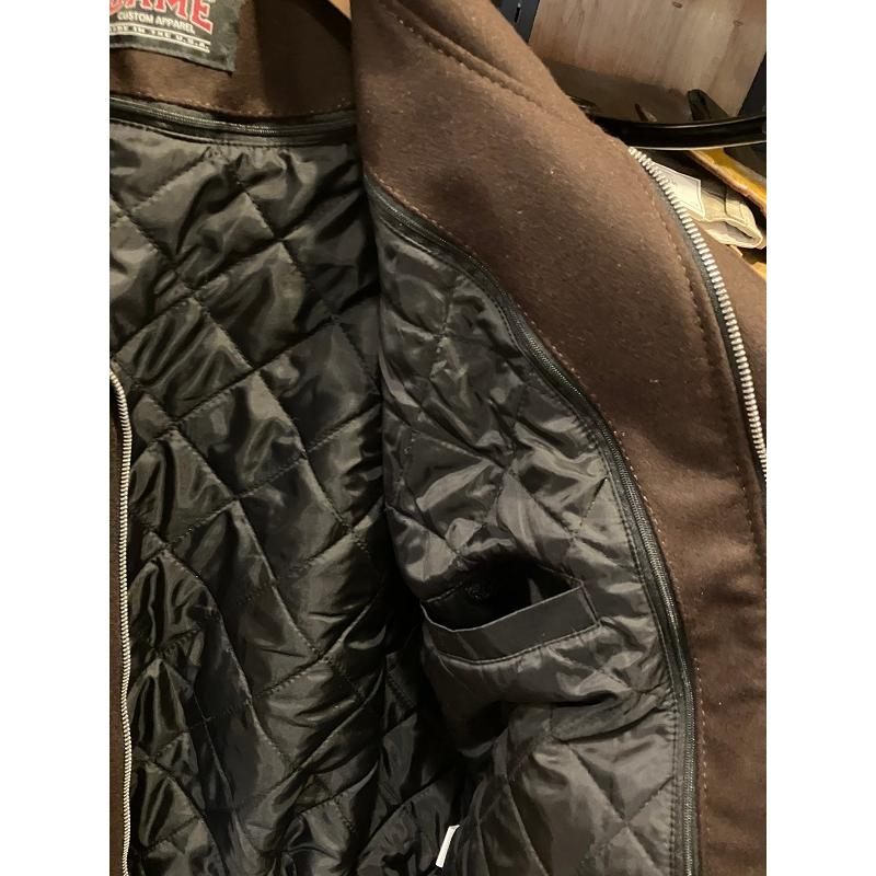 GAME Varsity Wool Leather Jacket スタジアムジャンパー BROWN×CREAMの画像