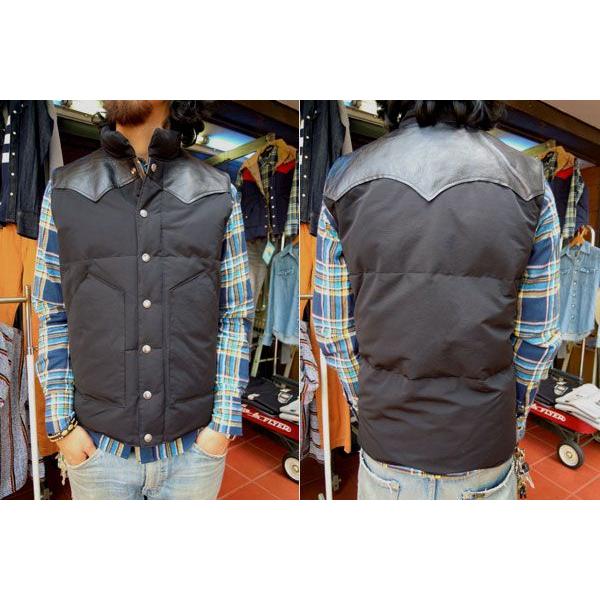 SUGAR CANE シュガーケーン レザーヨーク ダウンベスト ブラック SUGAR CANE シュガーケーンレザーヨークダウンベストSUGAR 119BLK