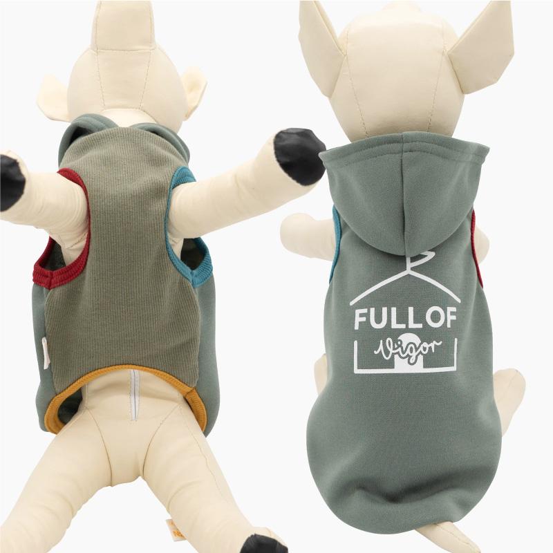 犬 服 夏 配色 リブ ダンボールニット パーカー ダックス 小型犬用