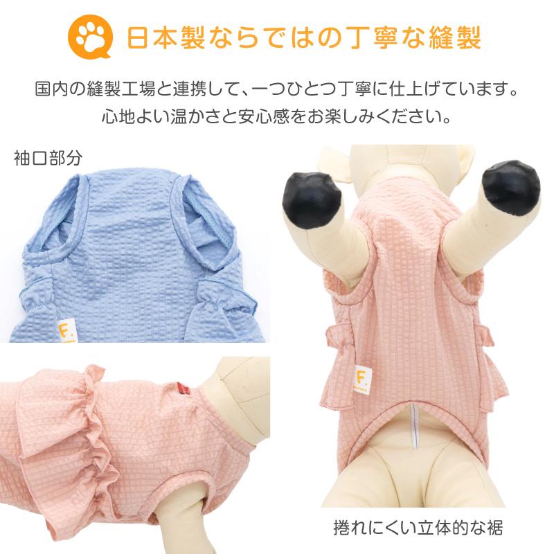 chocolat de vanilla 犬服 水色ストライプ レース裾 chocolat de vanilla 犬服 水色ストライプ レース裾
