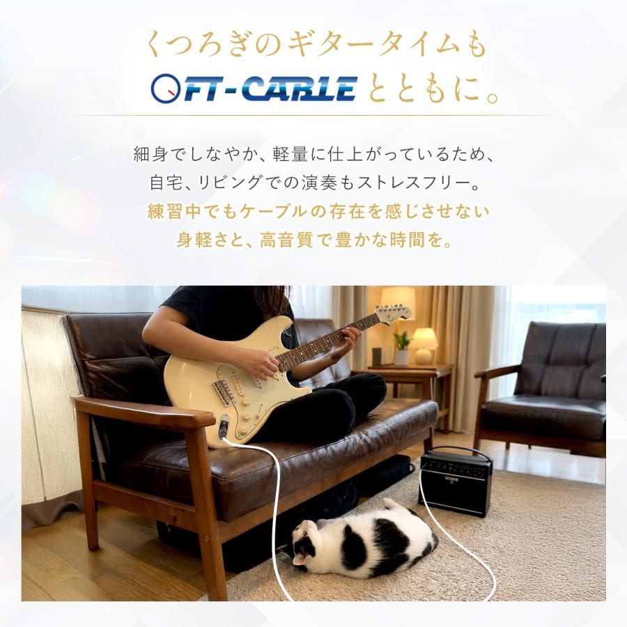 FTーCABLE ギターケーブル ギターシールド ホワイト 白 3m S-L ヒビノ
