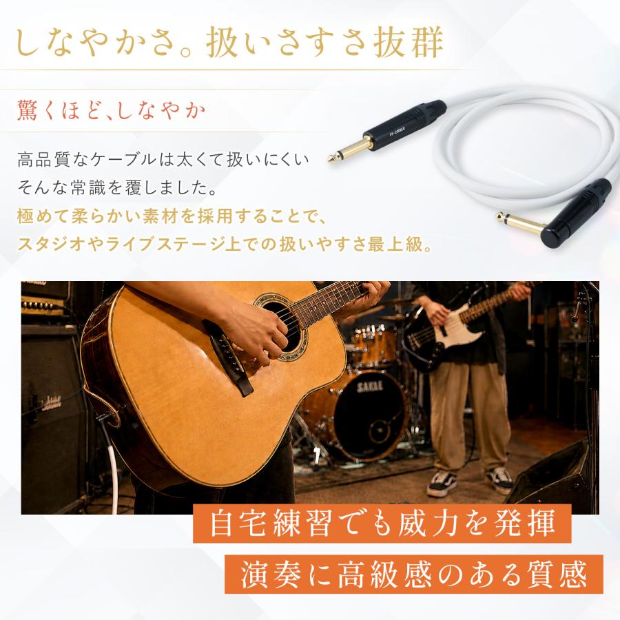 FTーCABLE ギターケーブル ギターシールド ホワイト 白 5m S-L ヒビノ
