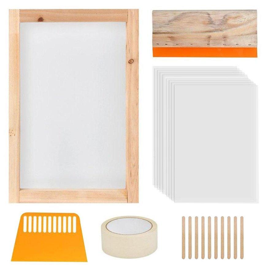 海外最新 24個スクリーン印刷スターターキット 木材シルクスクリーン印刷フレームと110メッシュ スクリーン印刷スキージ インクジェット透明フィルムとマスクテ Aynaelda Com