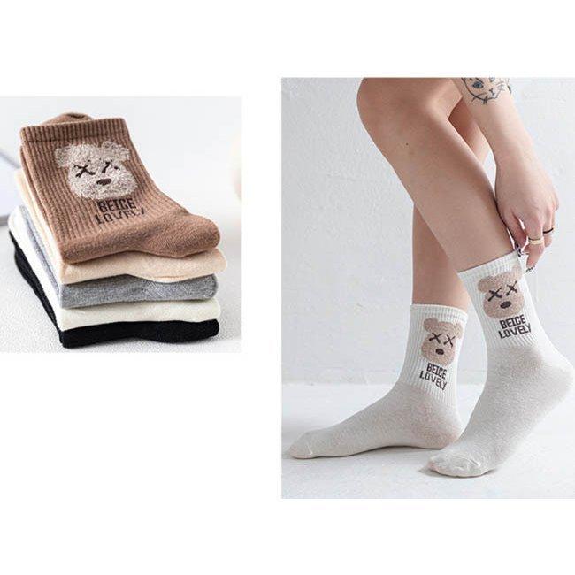 靴下 ソックス くま カラバリ 動物柄 スマイル レディース オリジナル