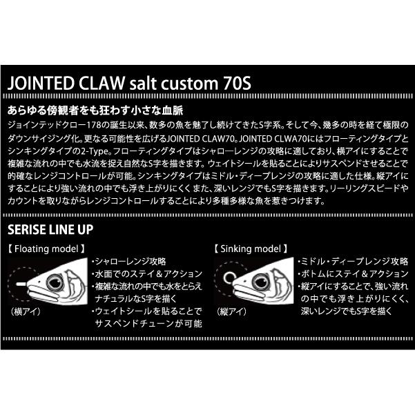 ガンクラフト　ジョインテッドクロー ソルトカスタム 70S　GAN CRAFT　JOINTED CLAW SALT CUSTOM 70S｜fumiyabunguten｜02