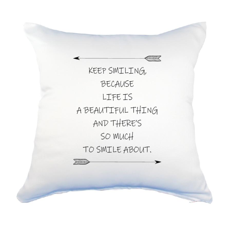 英語 名言 グッズ クッション Lサイズ Keep Smiling Because 151 アロー 45 45cm オリジナル おすすめ かっこいい 腰痛対策に E2557 グッズ うちわ専門店 ファンクリ 通販 Yahoo ショッピング