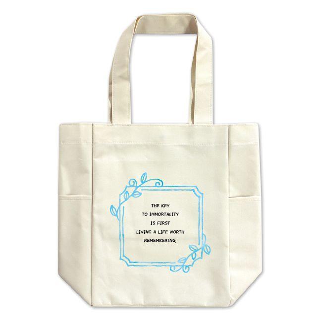 英語 名言 グッズ トートバッグ The Key To Immortality 194 リーフブルー オリジナル おすすめ キャンバス ポジティブグッズ E オリジナルグッズ専門店ファンクリ 通販 Yahoo ショッピング