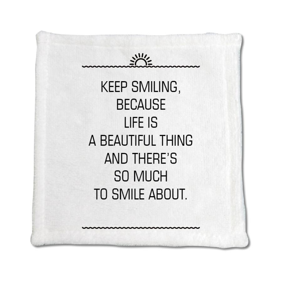 英語 名言 グッズ ハンドタオル Keep Smiling Because 151 サンライズ 0mm 0mm オリジナル Pstv 卒業 E9081 オリジナルグッズ専門店ファンクリ 通販 Yahoo ショッピング