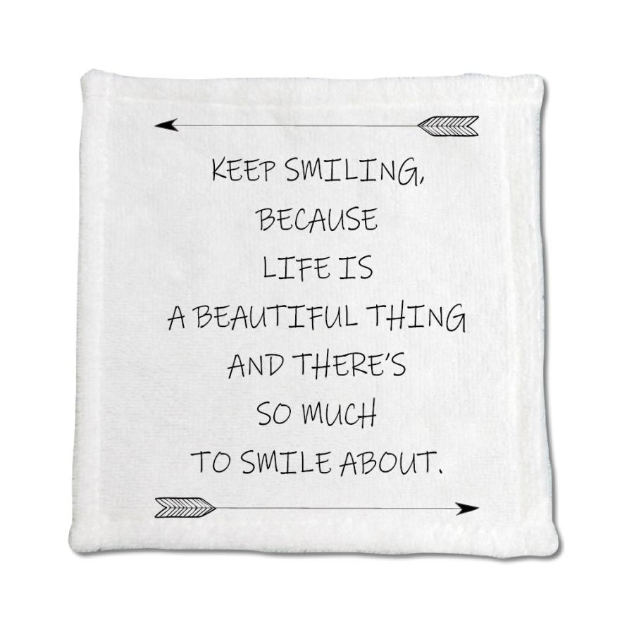 英語 名言 グッズ ハンドタオル Keep Smiling Because 151 アロー 0mm 0mm オリジナル Pstv 卒業 E9357 オリジナルグッズ専門店ファンクリ 通販 Yahoo ショッピング