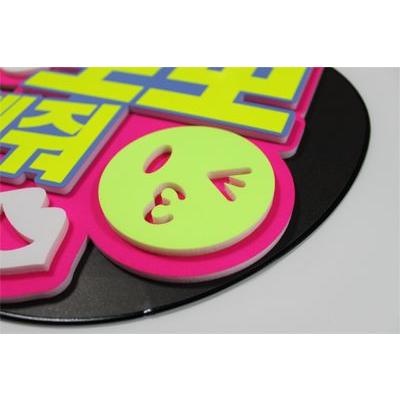 うちわ 片面うちわ(定型メッセージ ●韓● 立体)(チューして)(ゴシック)ピンクバック手作り 応援うちわ |  | 01