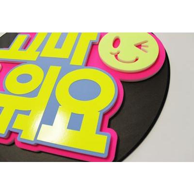 うちわ 片面うちわ(定型メッセージ ●韓● 立体)(ありがとう)(ゴシック)ピンクバック手作り 応援うちわ |  | 01