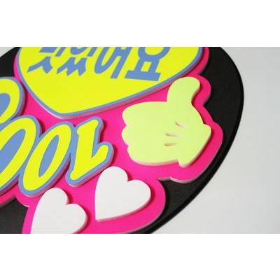 うちわ 片面うちわ(定型メッセージ ●韓● 立体)(カッコイイ)(ゴシック)ピンクバック手作り 応援うちわ |  | 01