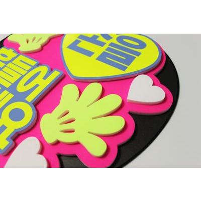 うちわ 片面うちわ(定型メッセージ ●韓● 立体)(手ふって)(ゴシック)ピンクバック手作り 応援うちわ |  | 01