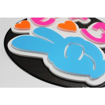 うちわ片面 うちわ (定型メッセージ 立体)(ピースして：愛)ホワイトバック 手作り 応援うちわ |  | 01