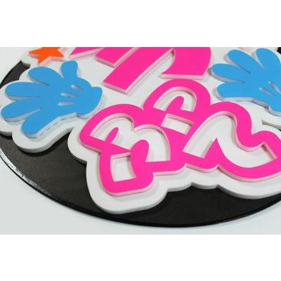 うちわ片面 うちわ (定型メッセージ 立体)(手ふって：愛)ホワイトバック 手作り 応援うちわ |  | 01