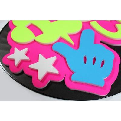 うちわ うちわ用文字(定型メッセージ 立体)(バーンして：愛)ピンクバック のり付きボード 手作り 応援うちわ |  | 01