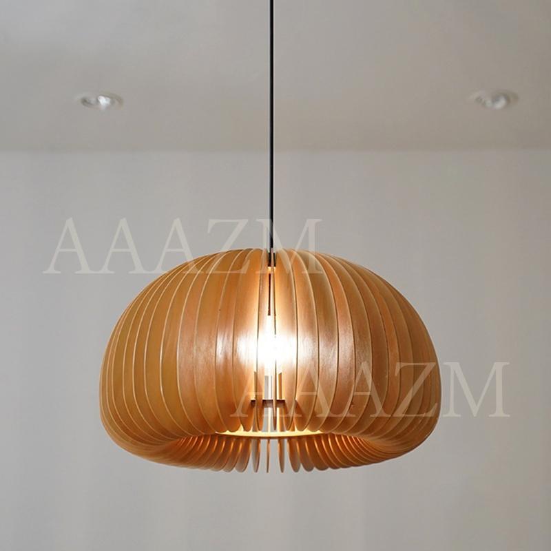 AAAZM ペンダントライト 和風 木製 LED電球 おしゃれ カボチャ型 楕円