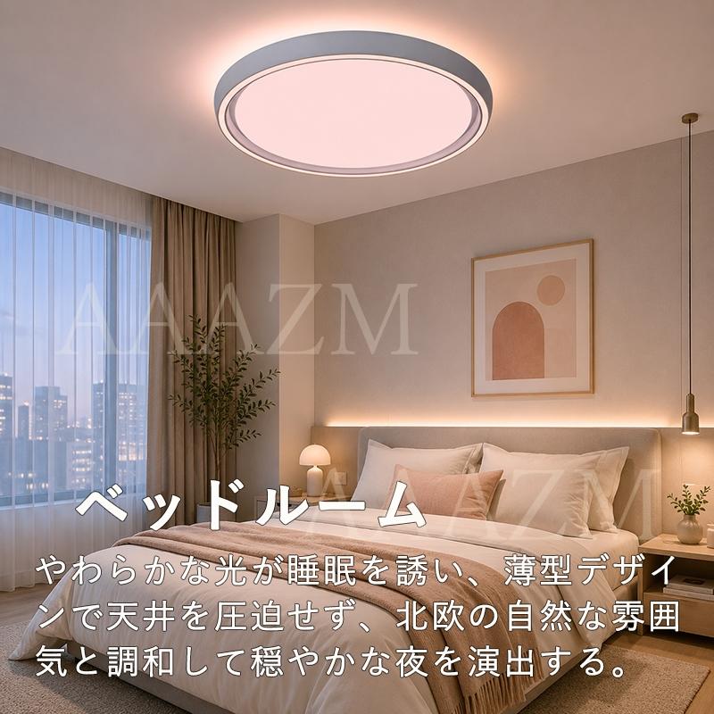 AAAZM シーリングライト LED 8畳 おしゃれ 北欧 薄型 グレー調リング