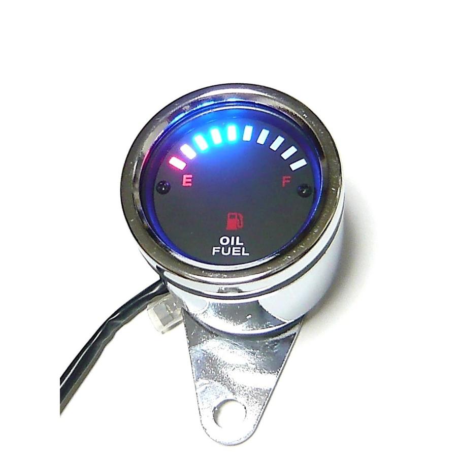 バイク用 フューエルメーター ステー付き LEDメーター 燃料