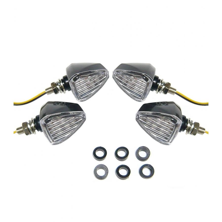 バイク用 ミニ 三角 LEDウインカー 13LED 左右セット レンズ カラー 3