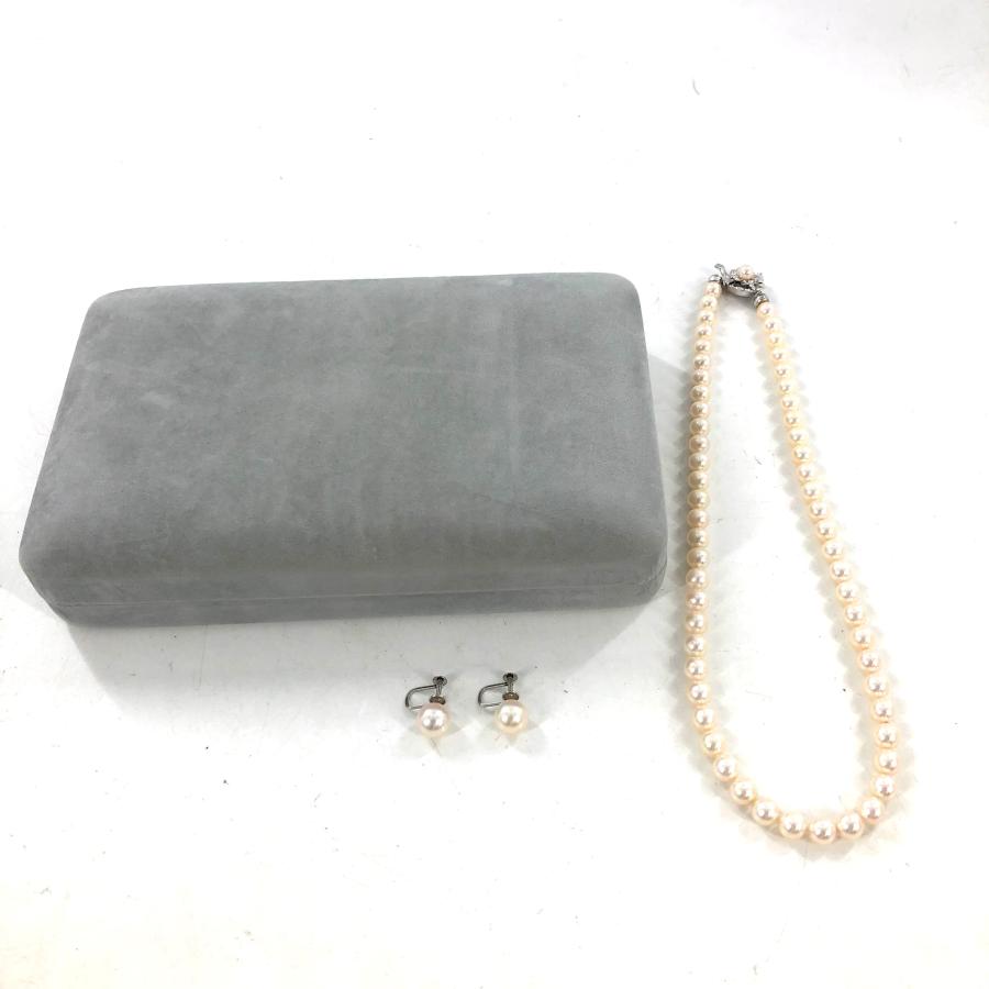 本真珠 ホワイトパールネックレス 白 SILVER シルバー 6.5mm~6.9mm  