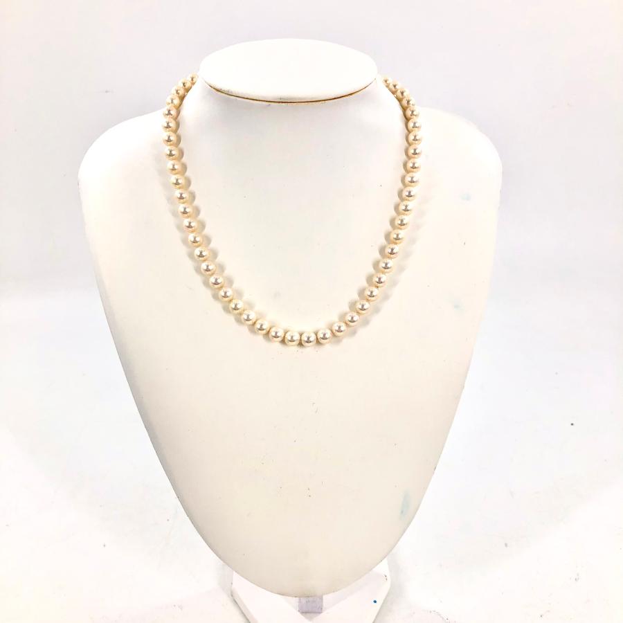 本真珠 ホワイトパールネックレス 白 SILVER シルバー 6.5mm~6.9mm  