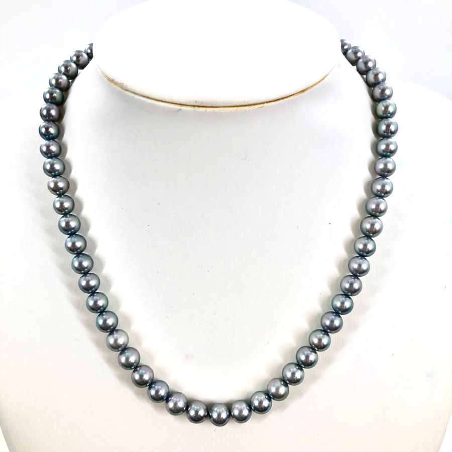 田崎真珠 TASAKI ブルー パール ネックレス あこやS刻印 6.5mm