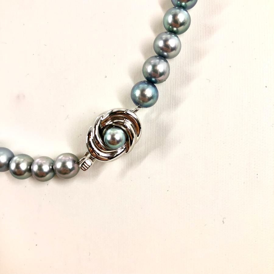 田崎真珠 TASAKI ブルー パール ネックレス あこやS刻印 6.5mm
