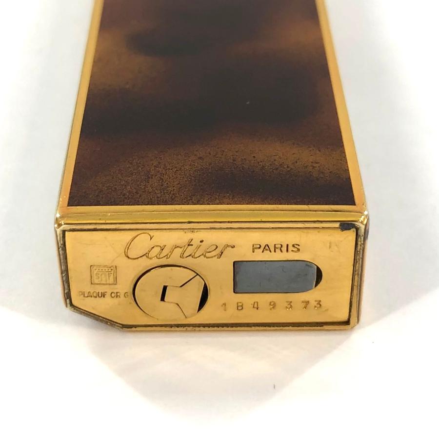 Cartier カルティエ ガスライター べっ甲×ゴールド 五角形 火花確認済 