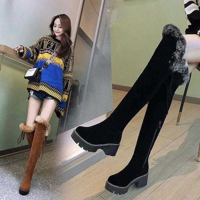 ロングブーツ 裏起毛ブーツ スエード調ブーツ レディース フェイクファー ヒールブーツ 裏ボア 歩きやすい 秋冬新作 芸能人愛用