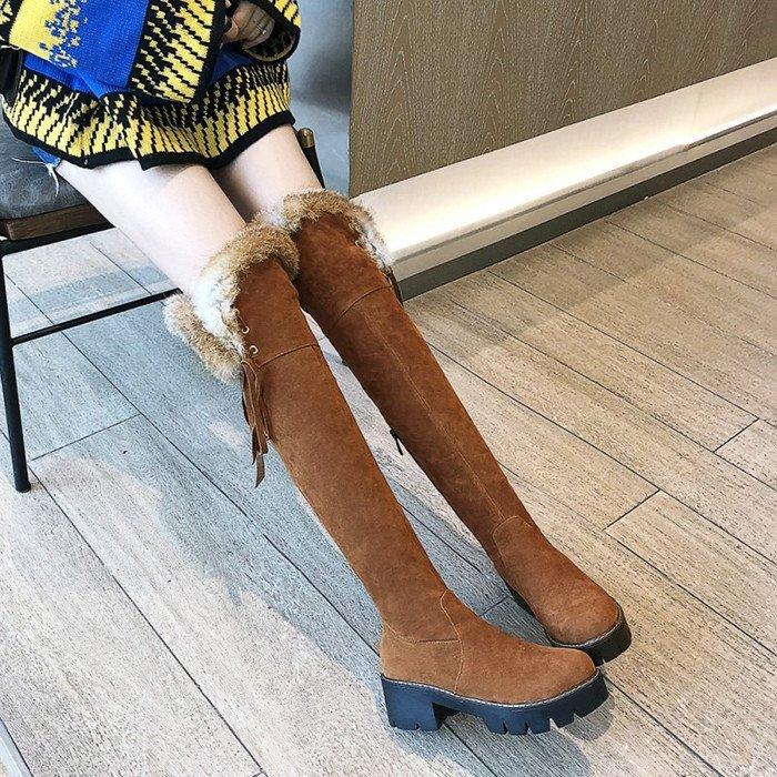 ロングブーツ 裏起毛ブーツ スエード調ブーツ レディース フェイクファー ヒールブーツ 裏ボア 歩きやすい 秋冬新作 芸能人愛用