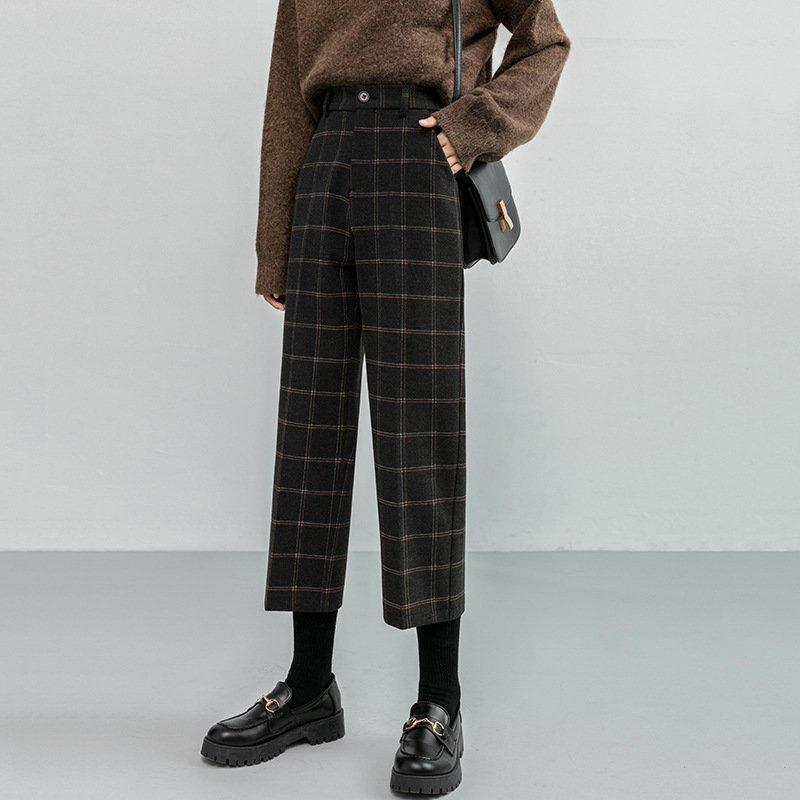 憧れ ボトムス パンツ ストレーパンツ レディース チェック柄 八分 九 ストレーパンツ レディース チェック柄 八分 九分 着痩せ 秋冬 レトロ スクール風 通学 カジュアル ファッション ボトムス Www Threeriversofs Com