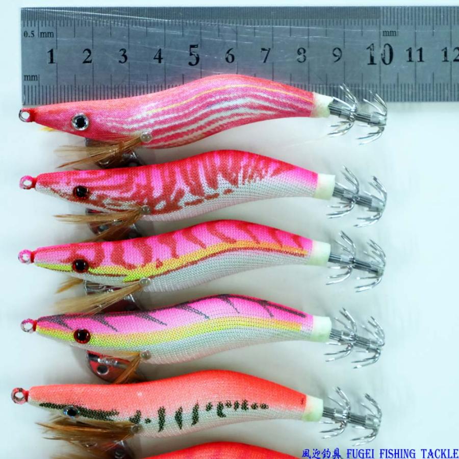 釣具 仕掛け エギ 20本 セット 2.5/3.0号 ピンク・オレンジ・赤系 夜光