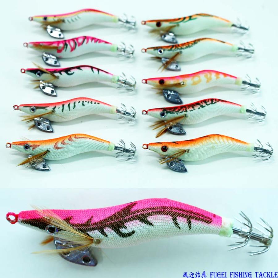 釣具 仕掛け 夜光 エギ 2.5号 ピンク・オレンジ系 10個 セット イカ