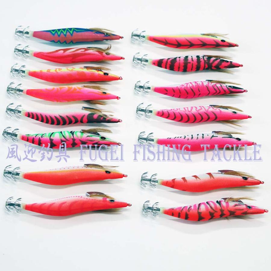 ピンク 赤色 エギ 3.5号 15種15本 セット 夜光 イカ釣り エギング
