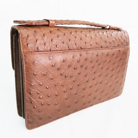 BM 美品 本物 高級 オーストリッチ セカンドバッグ ハンドバッグ