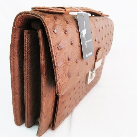 未使用品✨オーストリッチ ハンドバッグ ダイヤル式 フォーマル トップハンドル オーストリッチ メンズ セカンドバッグ ダイヤルロック式 日本製