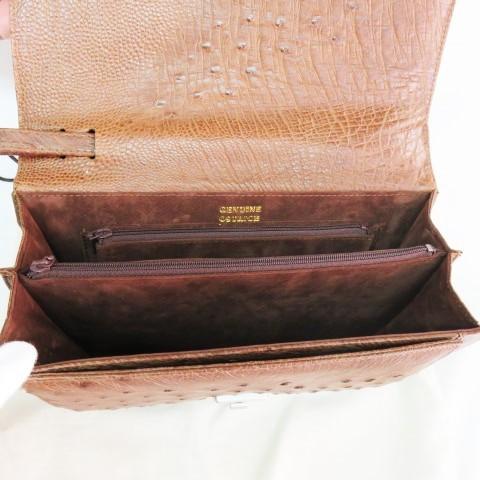 高級/新品未使用✨️オーストリッチ セカンドバッグ 2層式 ダブルジップ キャメル 高級/新品未使用 オーストリッチ セカンドバッグ 2層式 ダブルジップ