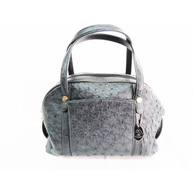 QP 日本製 JRA認定 高級 SANPO オーストリッチ ハンドバッグ 27cm