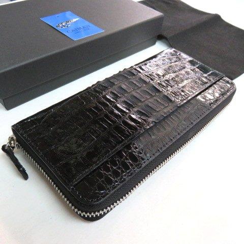 クロコダイル crocodile ラウンドファスナー カイマン 黒 ブラック RB 長財布 カイマン クロコダイル ラウンド ファスナー わに 黒