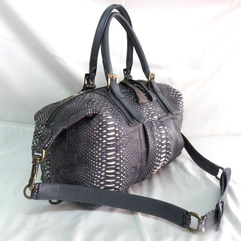 SH 美品 人気 WEL 本物 パイソン 2WAYバッグ ミニボストンバッグ 