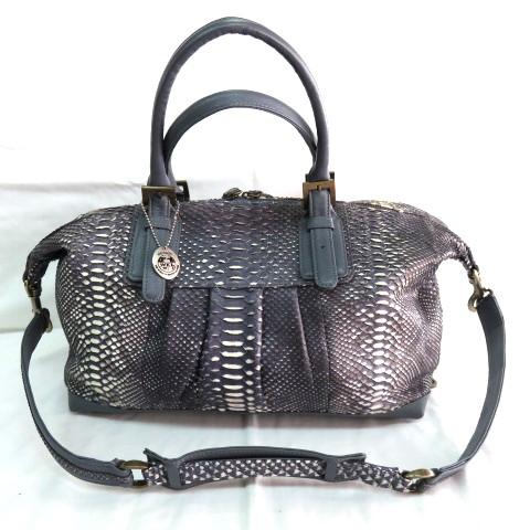 SH 美品 人気 WEL 本物 パイソン 2WAYバッグ ミニボストンバッグ 