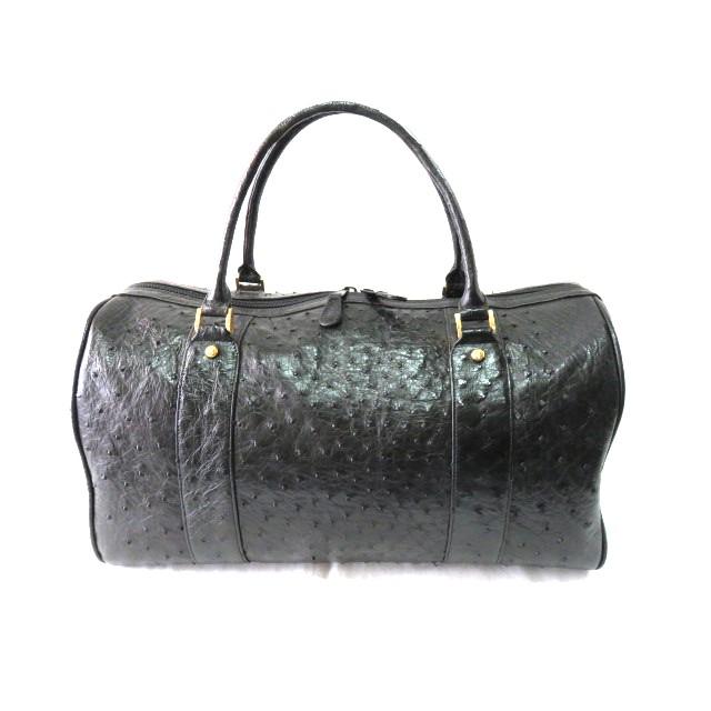 ク*ラ様 high-class オーストリッチレザー ブラック ハンドバッグ　2 超美品☆高級オーストリッチ☆ハンドバック