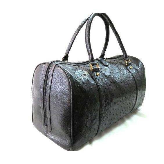 オーストリッチのボストンバッグ KW 高級 オーストリッチ ボストンバッグ ハンドバッグ 43cm ブラック