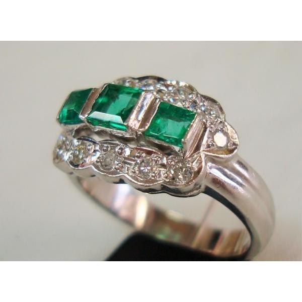 KX 豪華 指輪 Pt900 エメラルド 0.69ct ダイヤモンド 0.33ct 16号 高級  