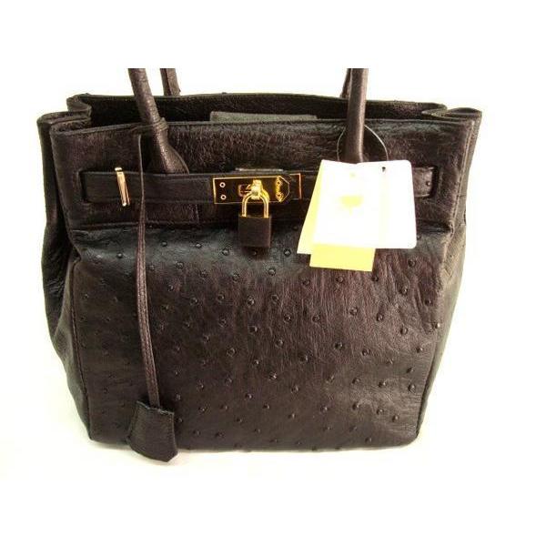 DS 新品 高級 本物 オーストリッチ 人気 ハンドバッグ 本革 レザー 
