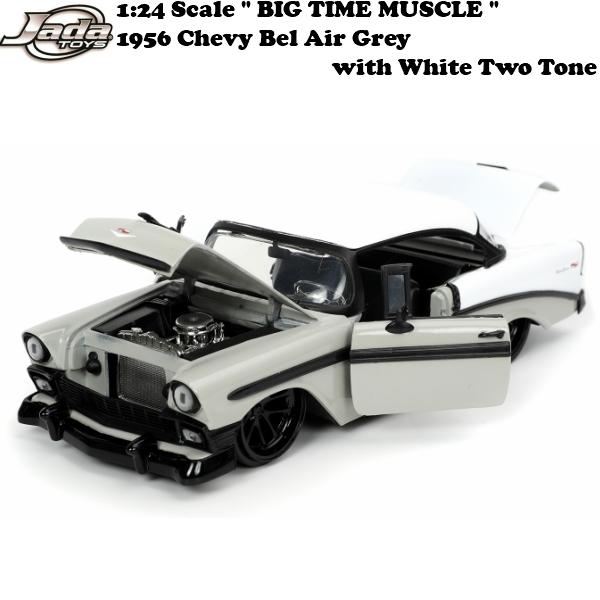 Jada JADATOYS 1/24 BTM 1956 Chevy Bel Air Grey with White Two Tone