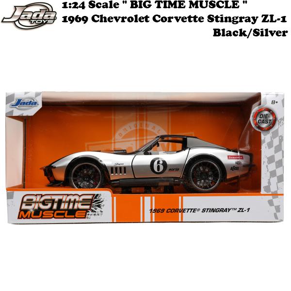 ミニカー シボレー コルベット スティングレー 1969 ミニカー 1/24 アメ車 JADA TOYS BTM Chevrolet Corvette Stingray ZL-1 Black/Silver マッスルカー｜funandfunny｜02